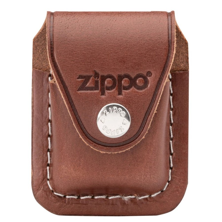 Accessories Zippo | Lpcb Brown Leather Pouch With Clip