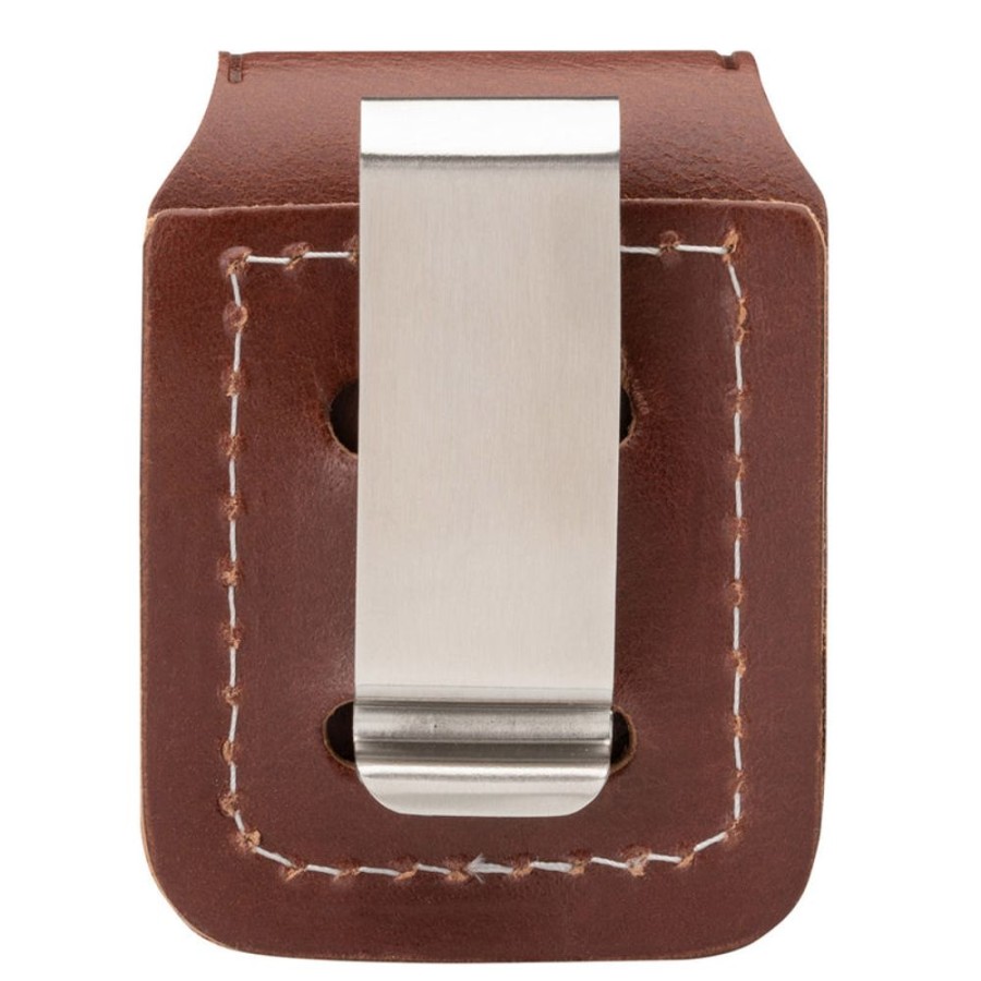 Accessories Zippo | Lpcb Brown Leather Pouch With Clip