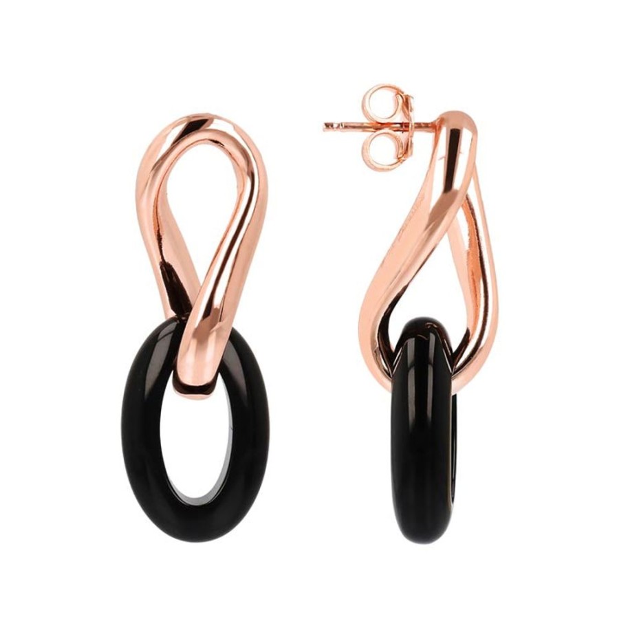 Jewellery Bronzallure | Variegata Black Onyx Link Earrings