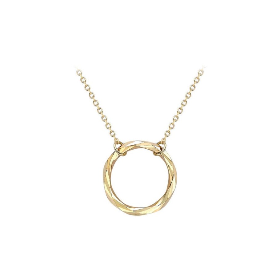 Jewellery Diamonds by WD | 9K Yellow Gold Diamond Cut Ring Adjustable Necklace 43+3Cm