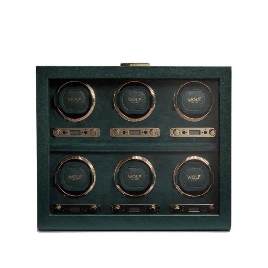 Accessories Wolf | British Racing Green 6 Piece Watch Winder British Green