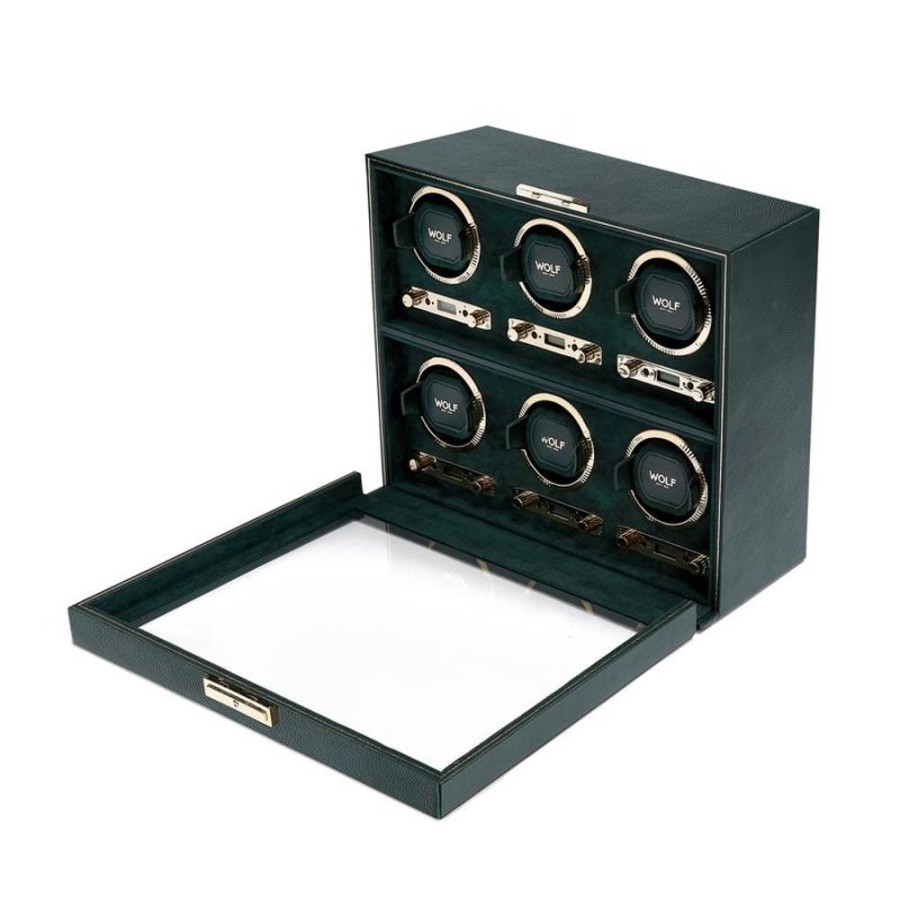 Accessories Wolf | British Racing Green 6 Piece Watch Winder British Green