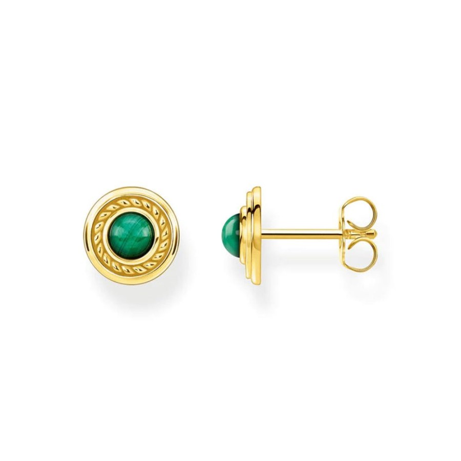 Jewellery Thomas Sabo Jewellery | Thomas Sabo Ear Studs Green Stone