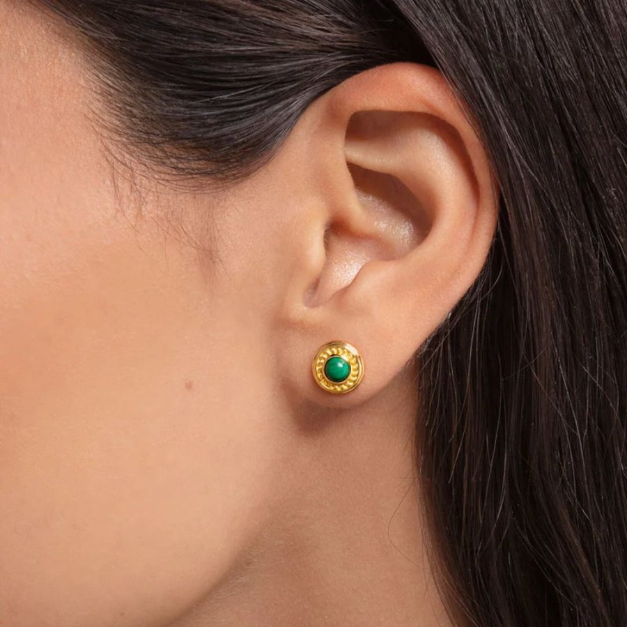 Jewellery Thomas Sabo Jewellery | Thomas Sabo Ear Studs Green Stone