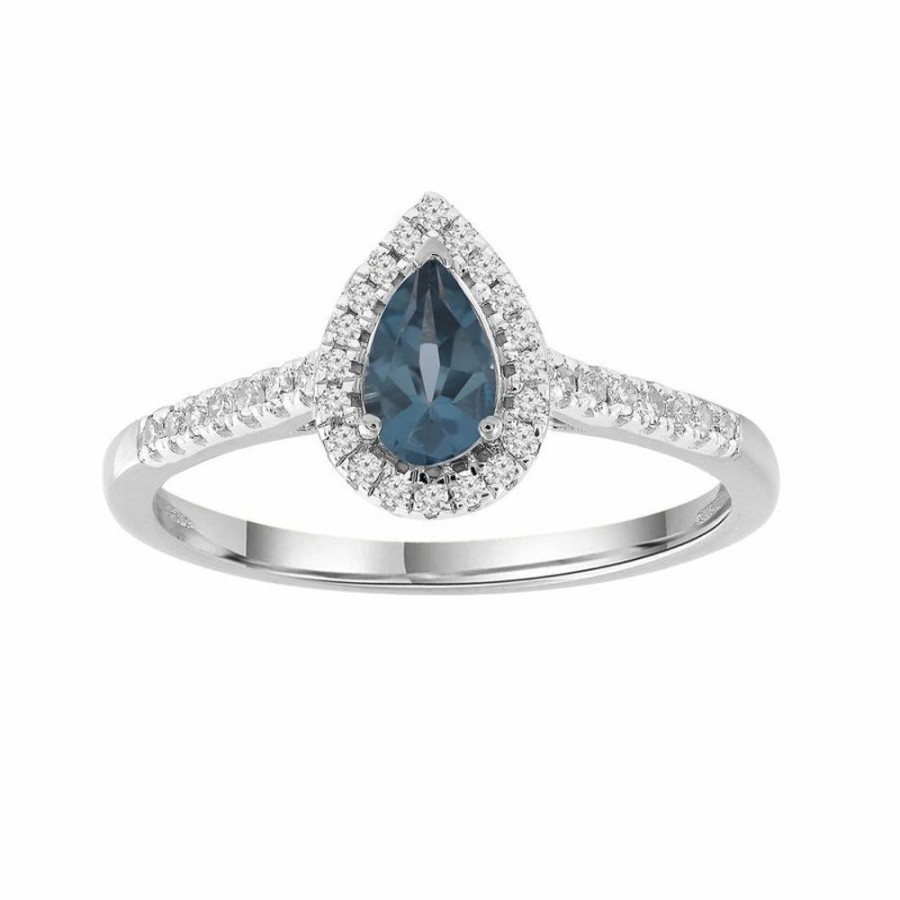 Jewellery Diamonds by WD | Diamond London Blue Topaz Ring With 0.15Ct Diamonds In 9K White Gold