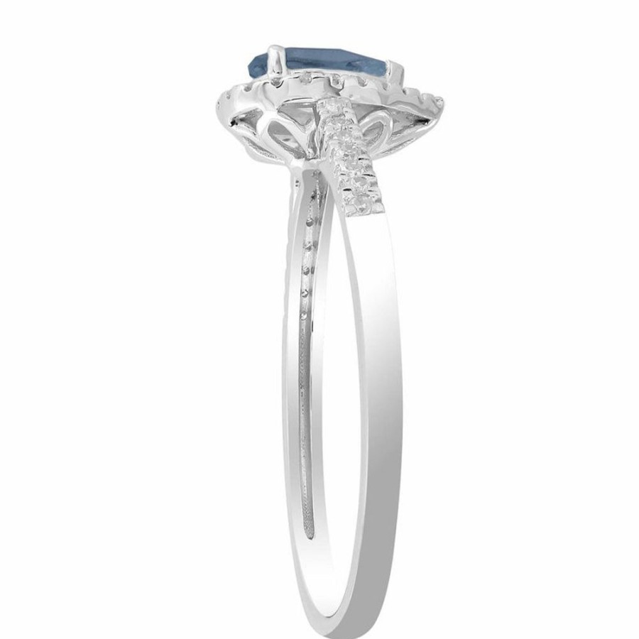 Jewellery Diamonds by WD | Diamond London Blue Topaz Ring With 0.15Ct Diamonds In 9K White Gold