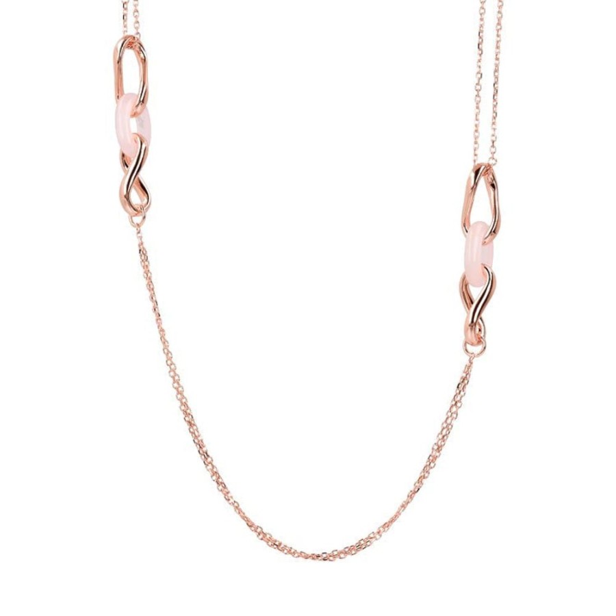 Jewellery Bronzallure | Variegata Rose Quartz Link Necklace 91.4Cm