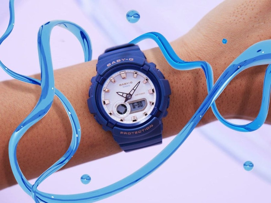 Watches Casio | Baby-G Duo Metallic Accents Navy Resin Band Watch