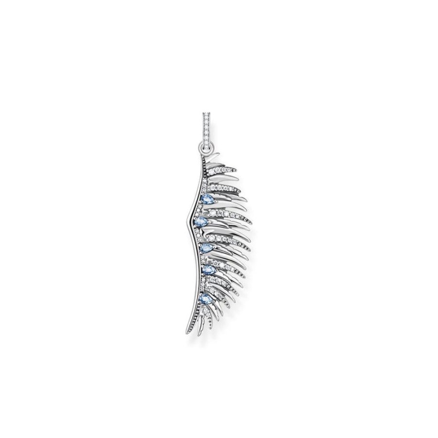 Jewellery Thomas Sabo | Thomas Sabo Pendant Phoenix Wing With Blue Stones Silver