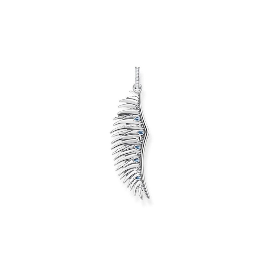 Jewellery Thomas Sabo | Thomas Sabo Pendant Phoenix Wing With Blue Stones Silver