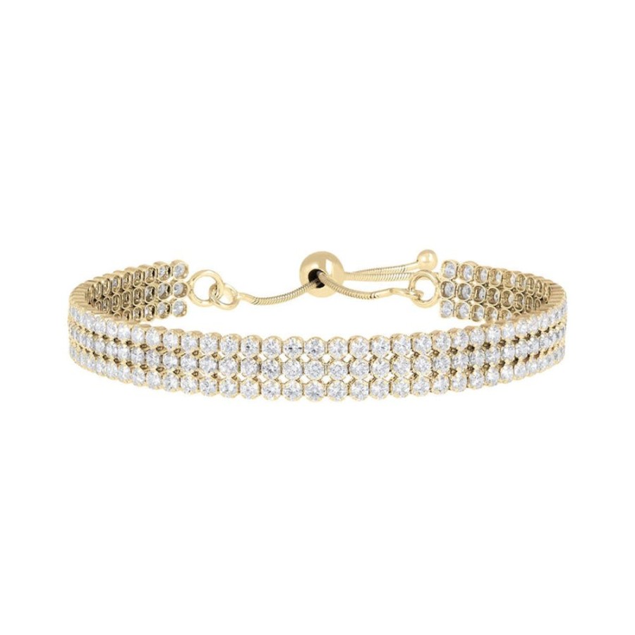 Jewellery Bronzallure | Golden 3 Row Cubic Zirconia Tennis Bracelet