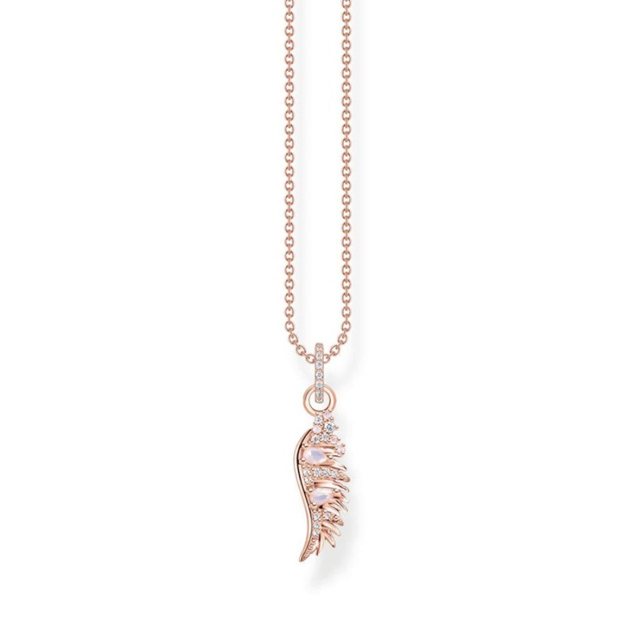 Jewellery Thomas Sabo | Thomas Sabo Necklace Phoenix Wing With Pink Stones Rose Gold