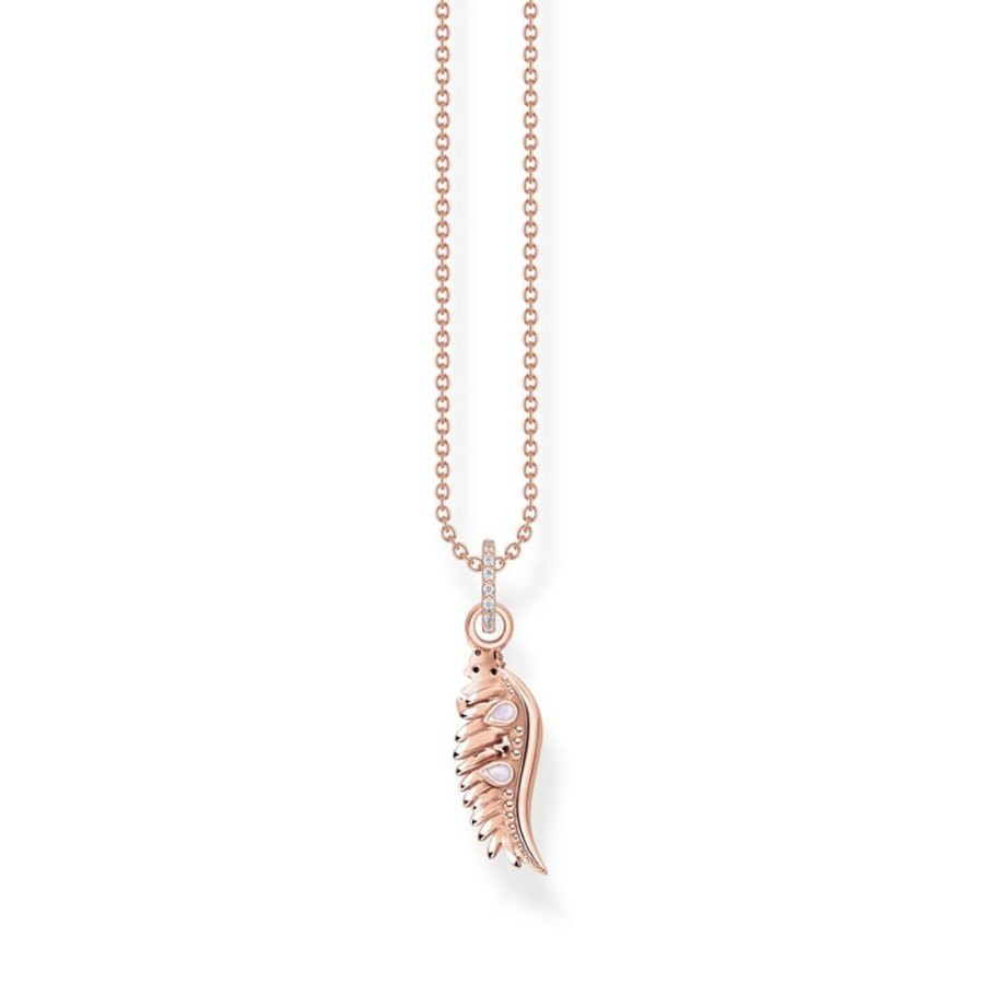 Jewellery Thomas Sabo | Thomas Sabo Necklace Phoenix Wing With Pink Stones Rose Gold