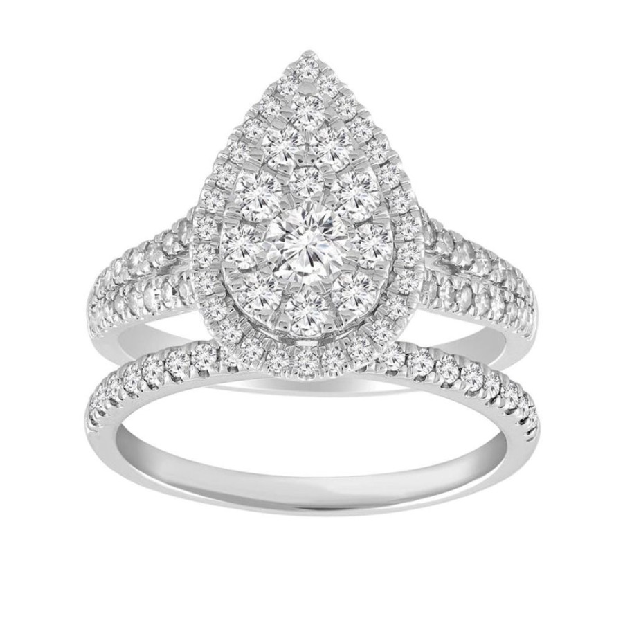 Jewellery Diamonds by WD | Pear Ring Set With 1Ct Diamonds In 18K White Gold