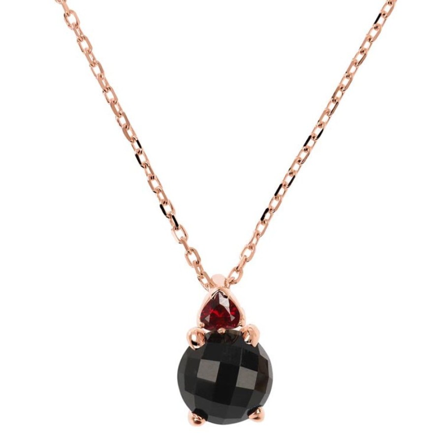 Jewellery Bronzallure | Felicia Black Onyx/Ruby Necklace 47Cm