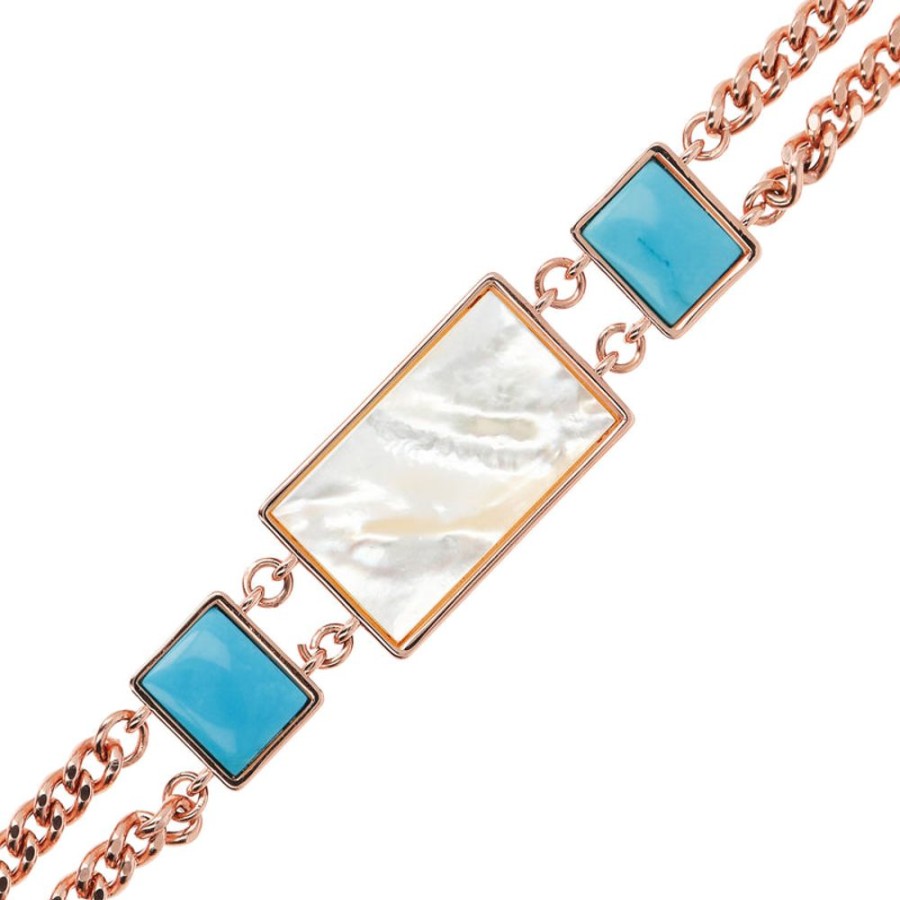 Jewellery Bronzallure | Rectangular Inserts In Natural Stone And Mother Of Pearl Bracelet