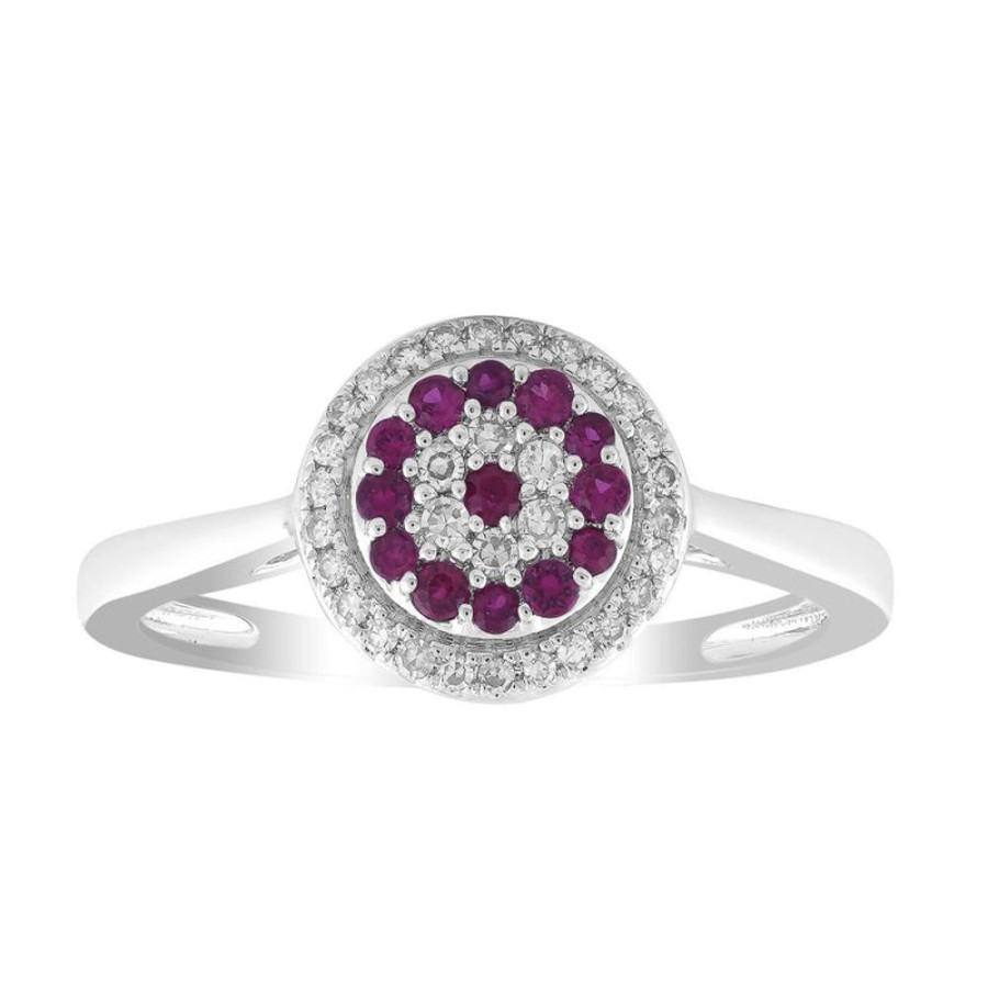 Jewellery Diamonds by WD | Ruby Ring With 0.12Ct Diamond In 9K White Gold