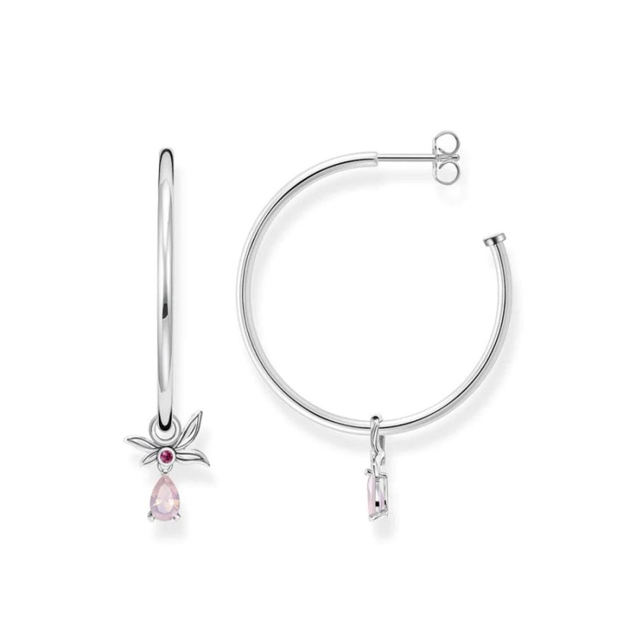 Jewellery Thomas Sabo Jewellery | Thomas Sabo Hoop Earrings Flower Silver