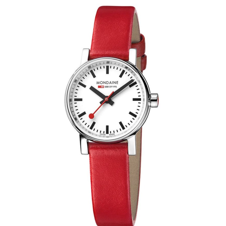 Watches Mondaine | Evo2 Petite 26Mm White Dial Leather Watch