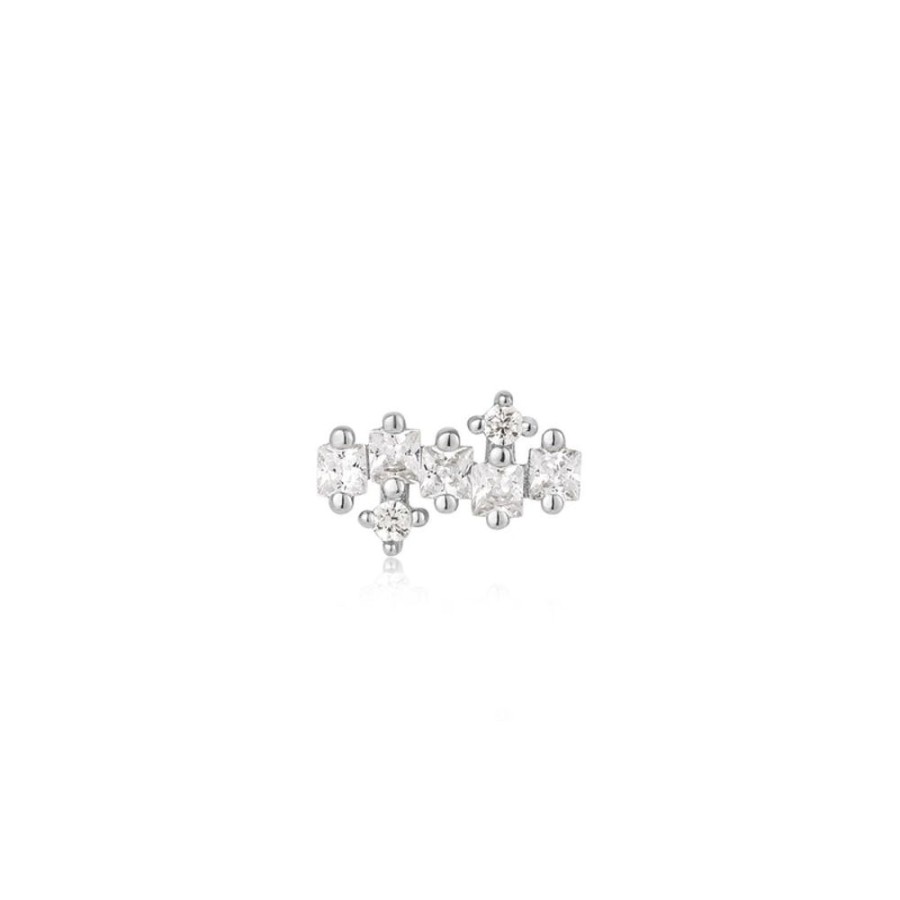 Jewellery Ania Haie | Silver Sparkle Cluster Climber Barbell Single Earring