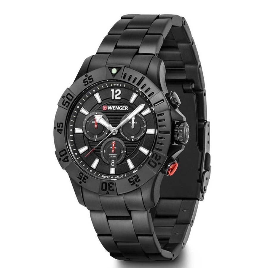 Watches Wenger | Seaforce Chrono Black Dial Stainless Steel Watch