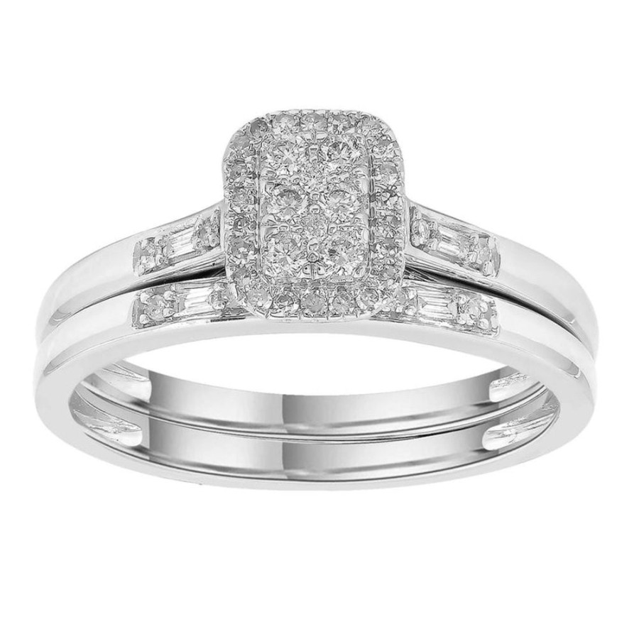 Jewellery Diamonds by WD | Engagement & Wedding Ring Set With 0.25Ct Diamonds In 9K White Gold