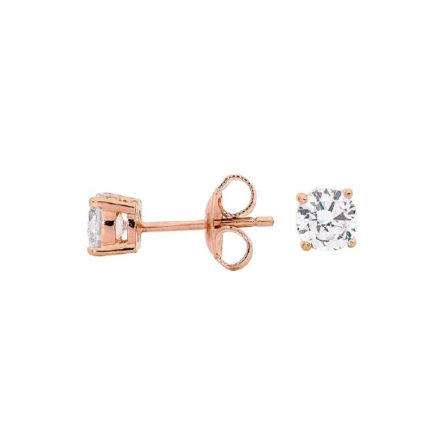 Jewellery Georgini | Georgini 5Mm Clear Round Stud Rose Gold