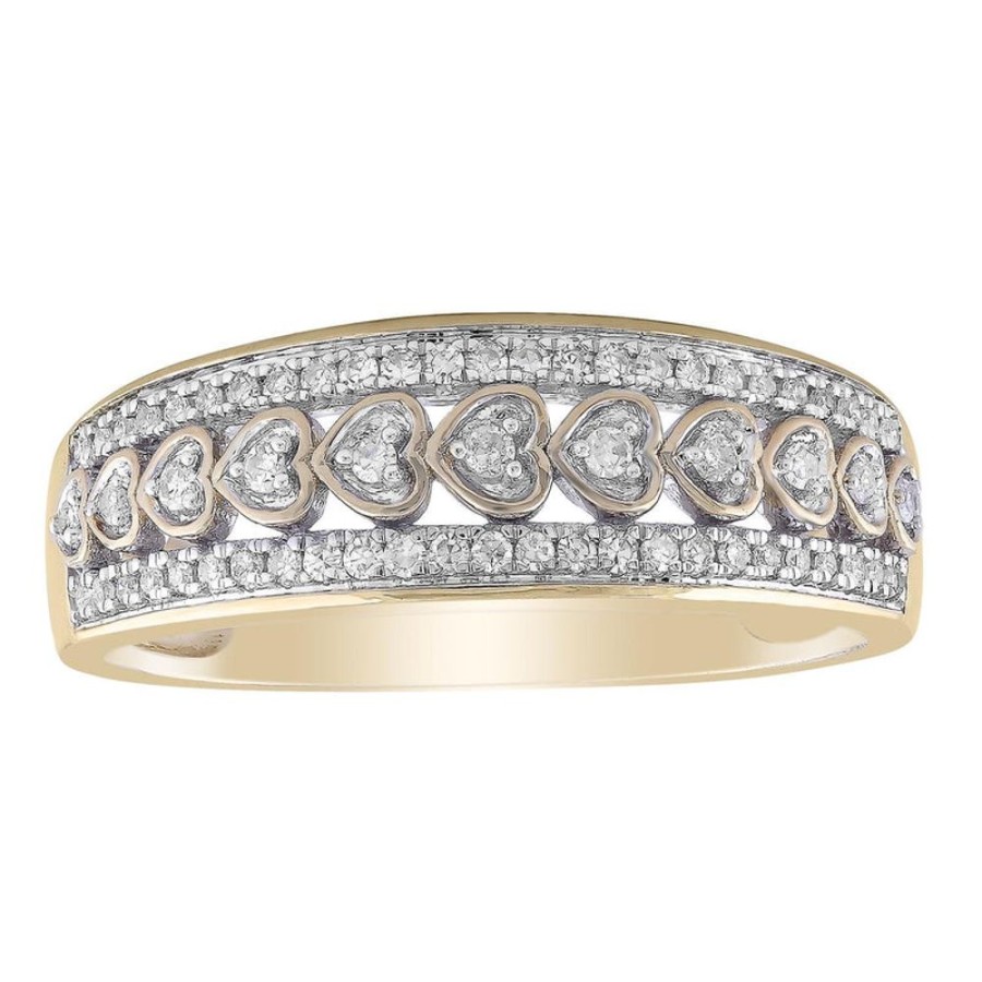 Jewellery Diamonds by WD | Layer Heart Ring With 0.2Ct Diamond In 9K Yellow Gold