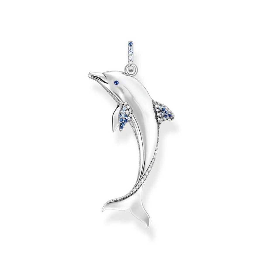 Jewellery Thomas Sabo | Thomas Sabo Pendant Dolphin With Blue Stones