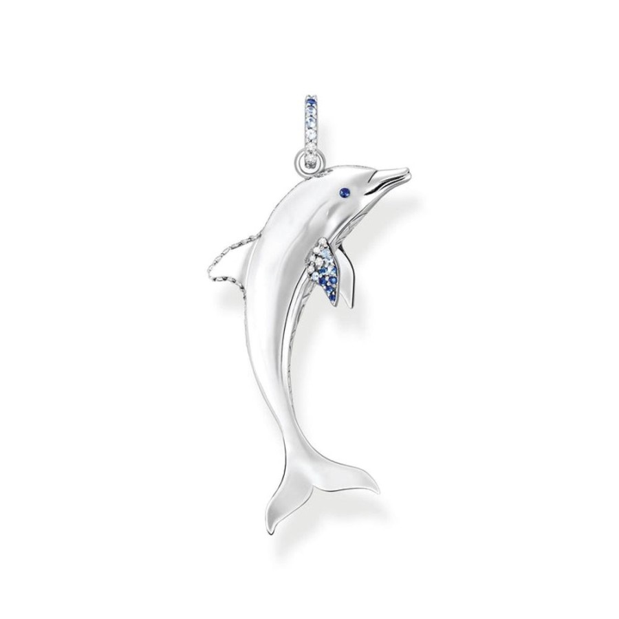 Jewellery Thomas Sabo | Thomas Sabo Pendant Dolphin With Blue Stones