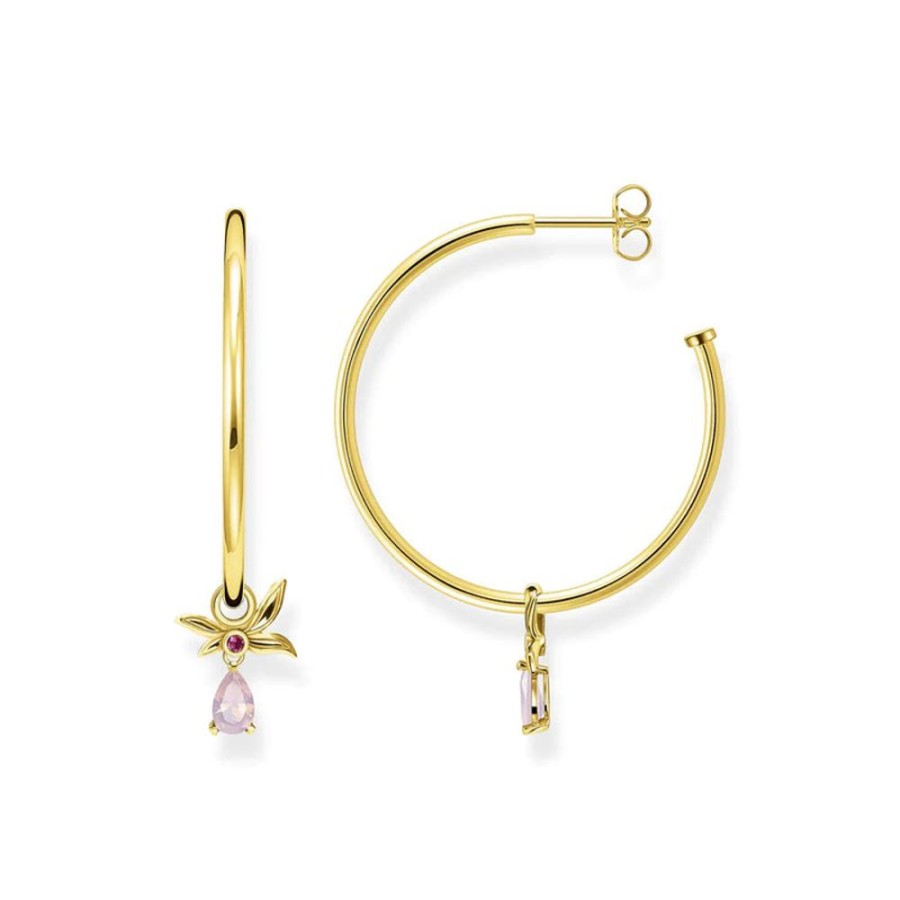 Jewellery Thomas Sabo Jewellery | Thomas Sabo Hoop Earrings Flower Gold