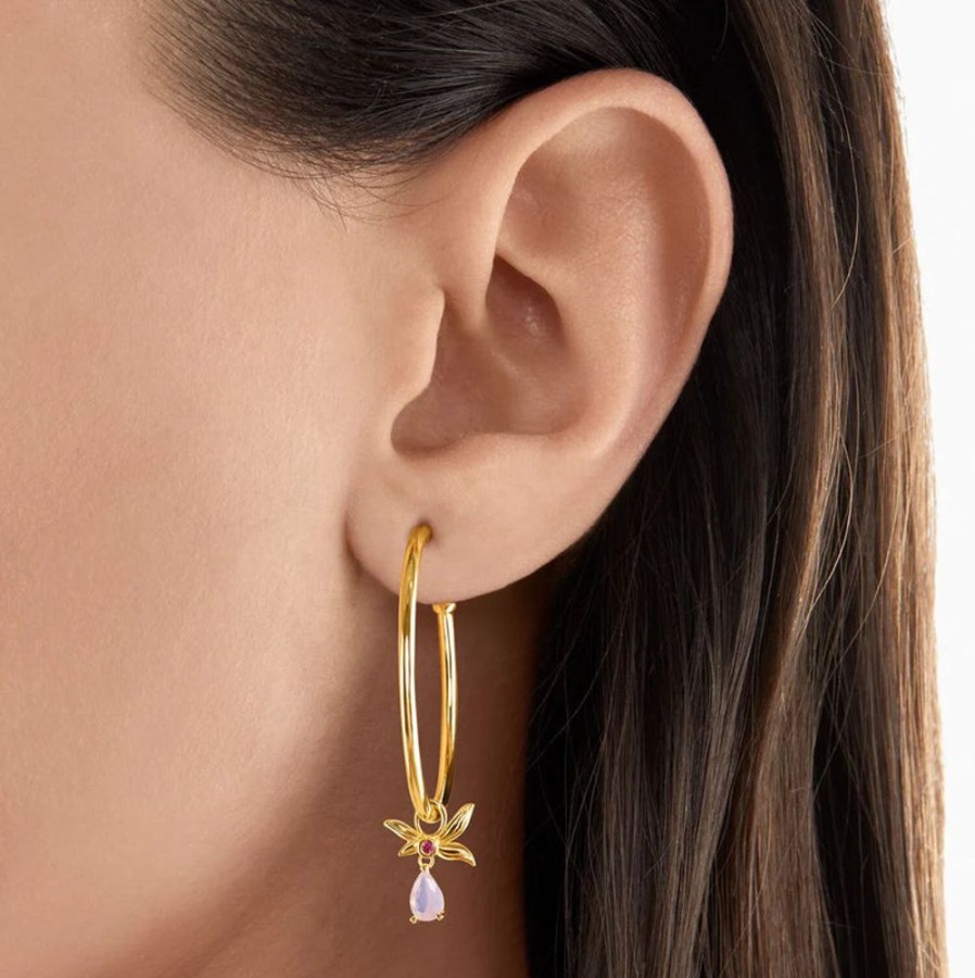 Jewellery Thomas Sabo Jewellery | Thomas Sabo Hoop Earrings Flower Gold