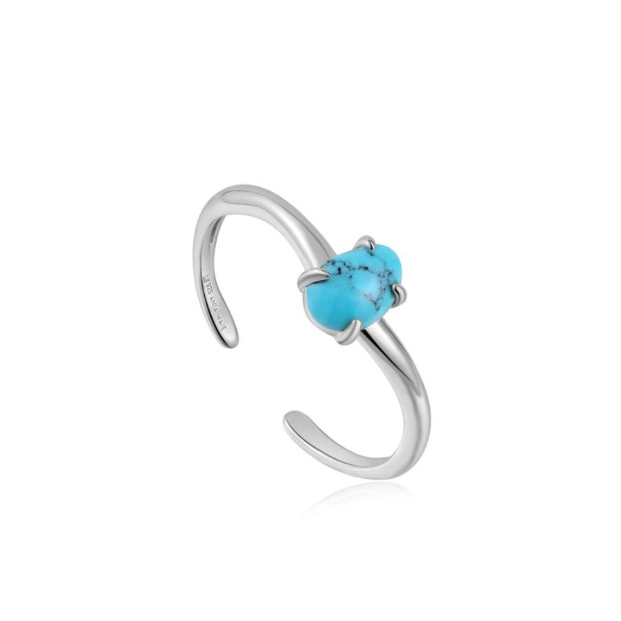 Jewellery Ania Haie | Silver Turquoise Wave Adjustable Ring