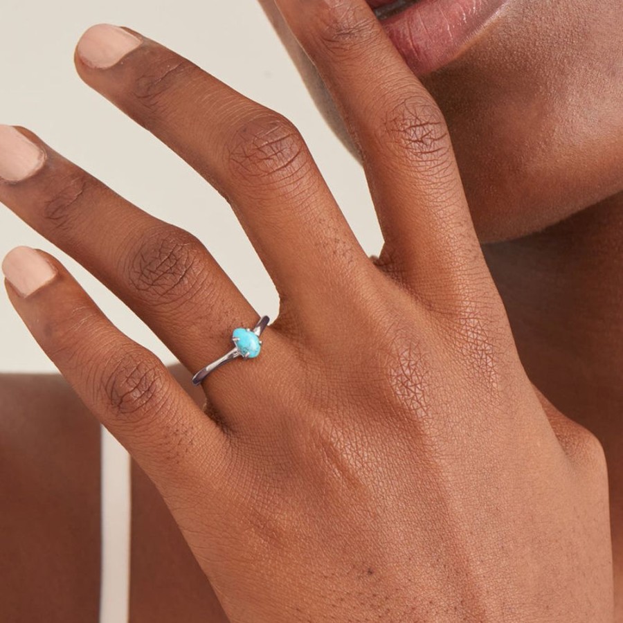 Jewellery Ania Haie | Silver Turquoise Wave Adjustable Ring