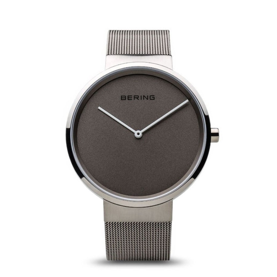 Watches Bering | Classic Brushed Silver 39Mm Grey Mesh Watch