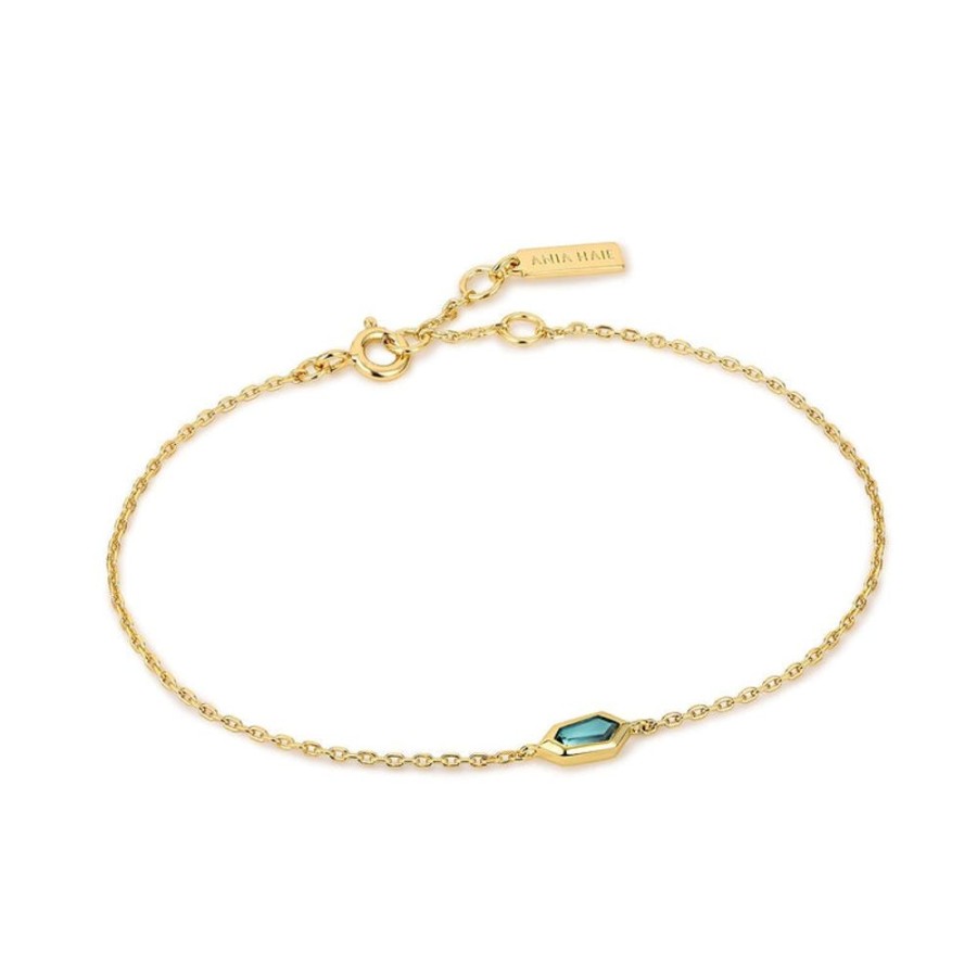 Jewellery Ania Haie | Gold Sparkle Emblem Chain Bracelet