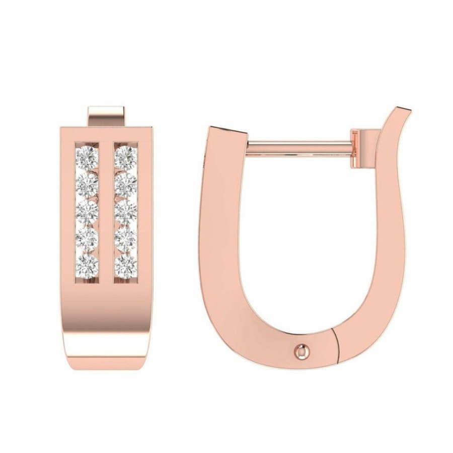 Jewellery Diamonds by WD | Diamond Huggie Earrings With 0.33Ct Diamonds In 9K Rose Gold