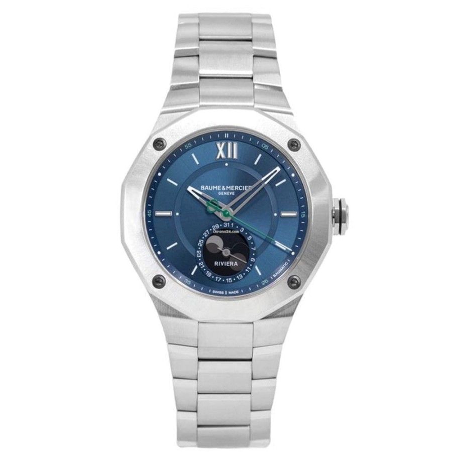 Watches Baume & Mercier | Riviera Automatic Watch, Moon Phase, Date - 43Mm