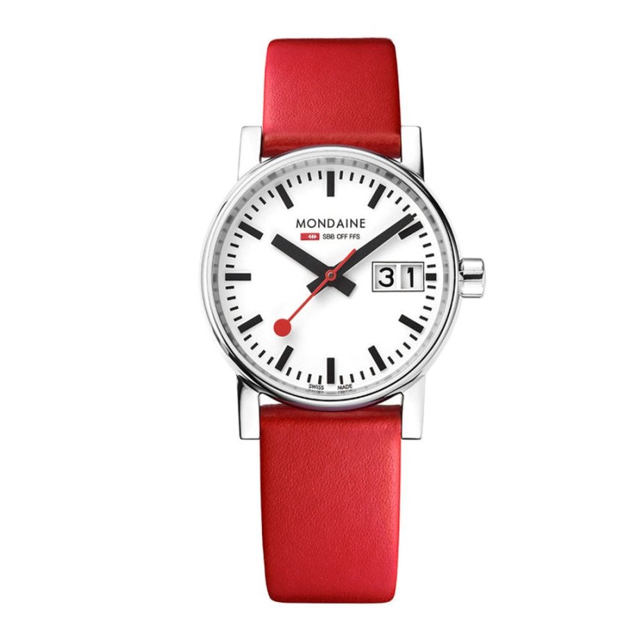 Watches Mondaine | Evo2 30Mm White Dial Leather Watch