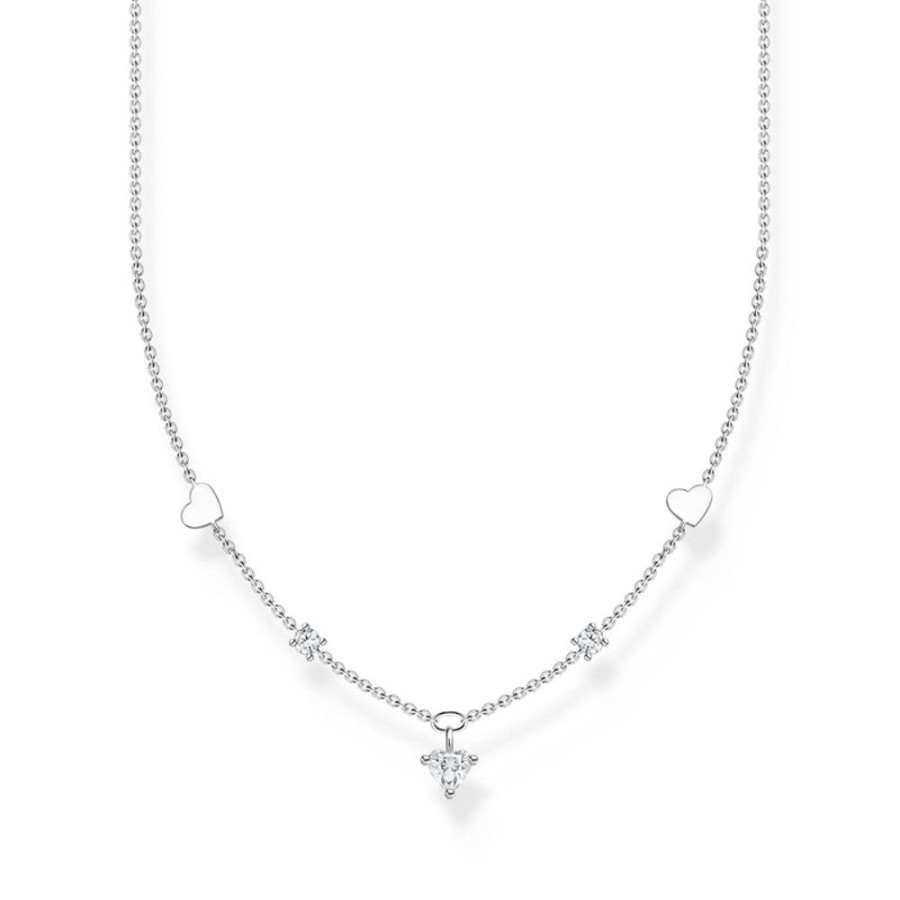 Jewellery Thomas Sabo | Necklace With Hearts And White Stones Silver