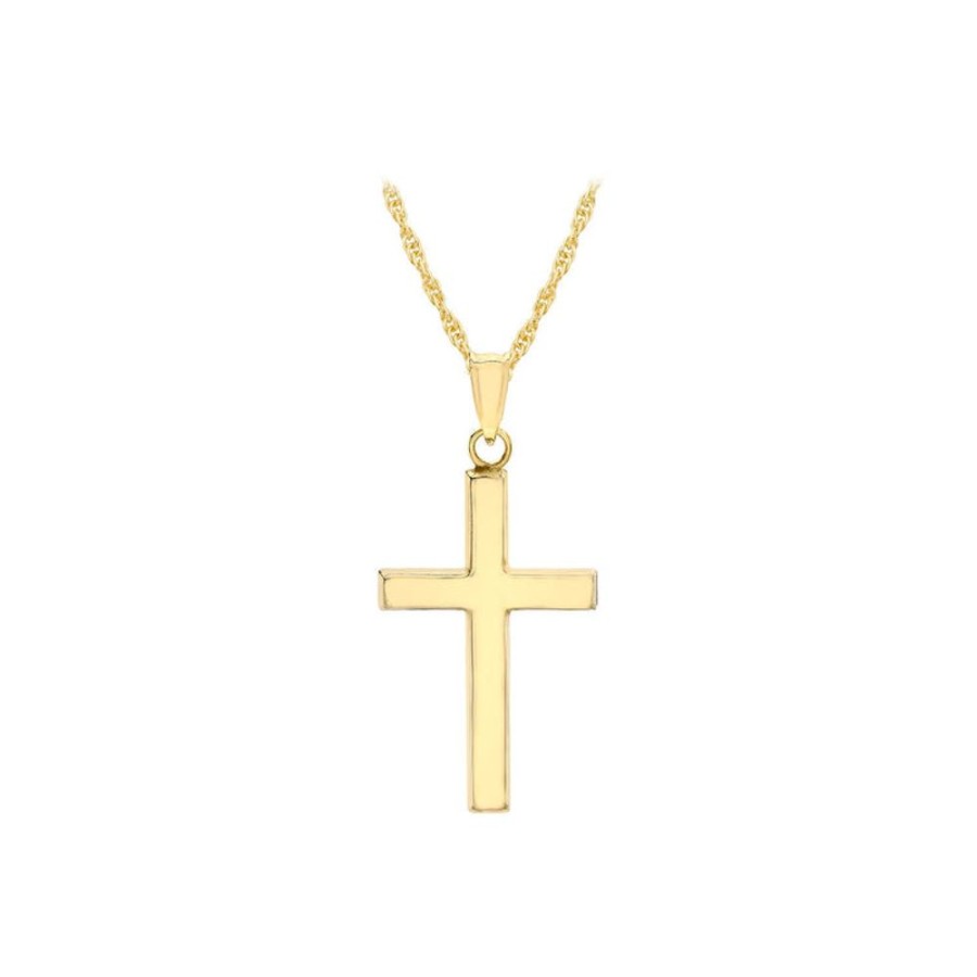 Jewellery Diamonds by WD | 9K Yellow Gold Hollow Cross Necklace 46Cm