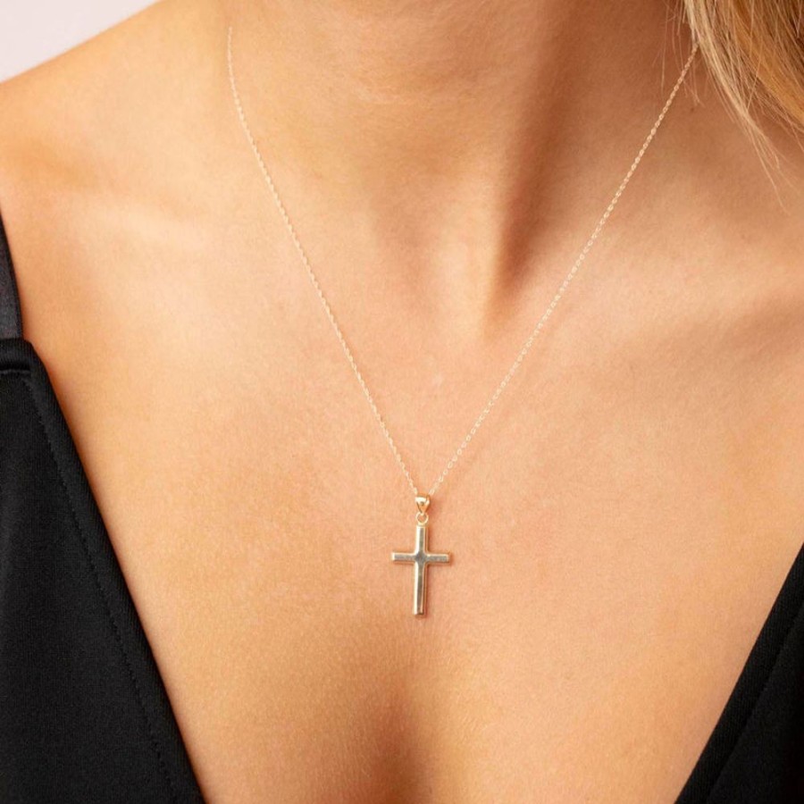 Jewellery Diamonds by WD | 9K Yellow Gold Hollow Cross Necklace 46Cm