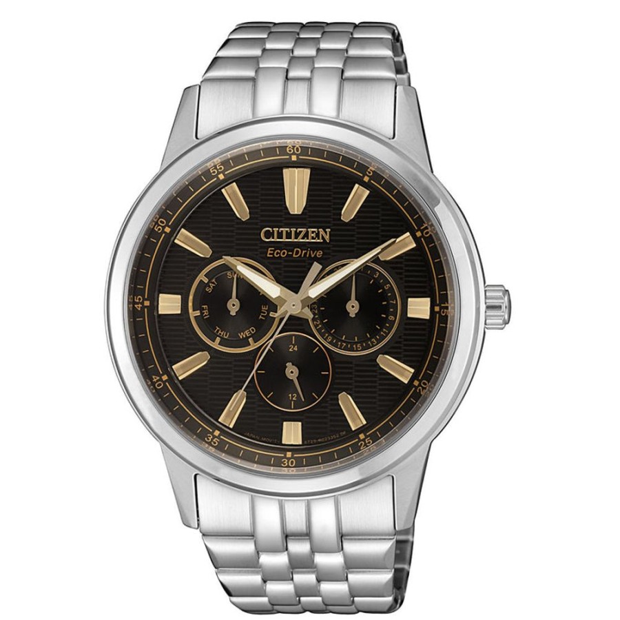 Watches Citizen | Eco-Drive Stainless Steel Black Dial Watch