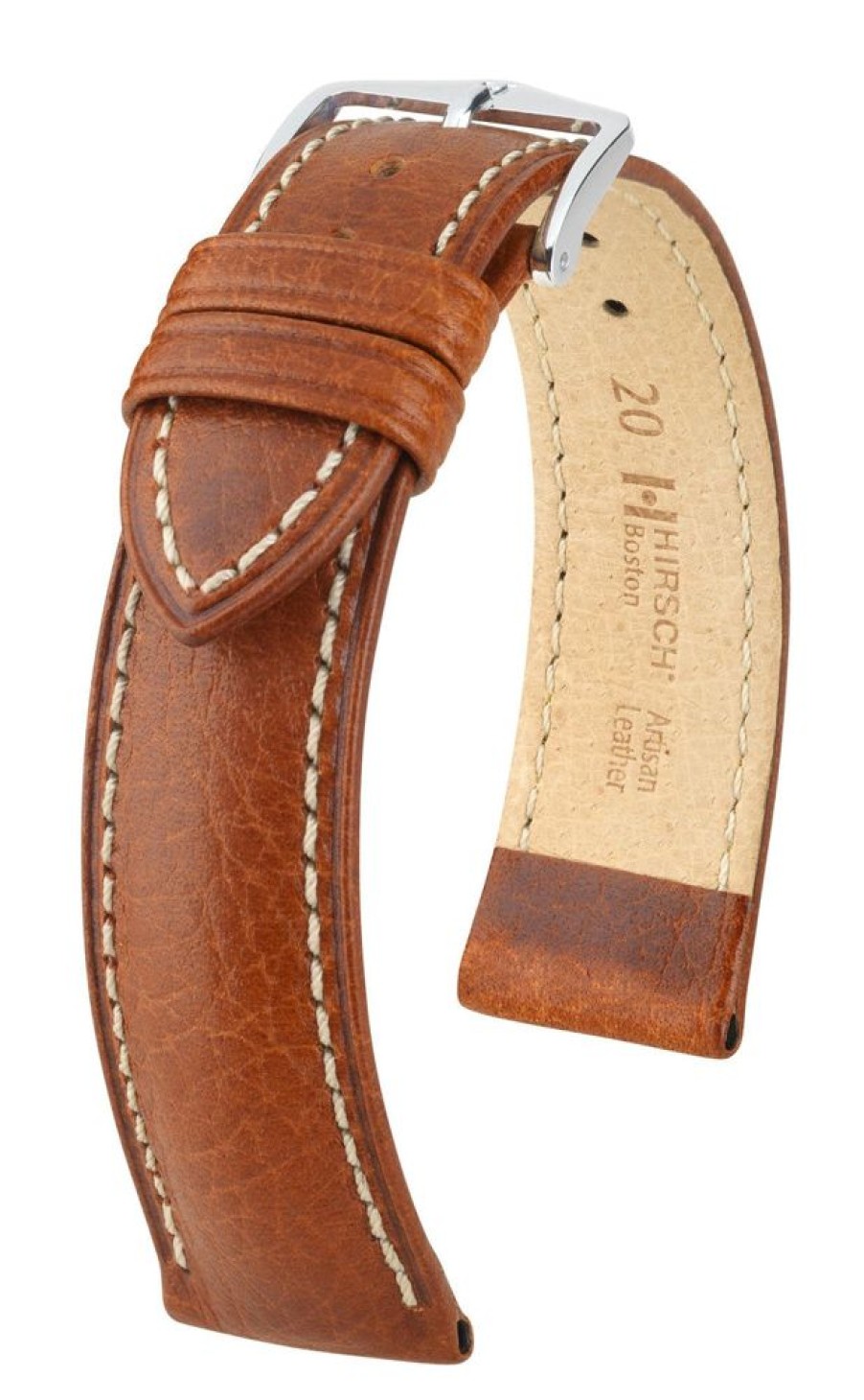 Accessories HIRSCH | Hirsch Boston Medium Brown Silver Buckle Strap