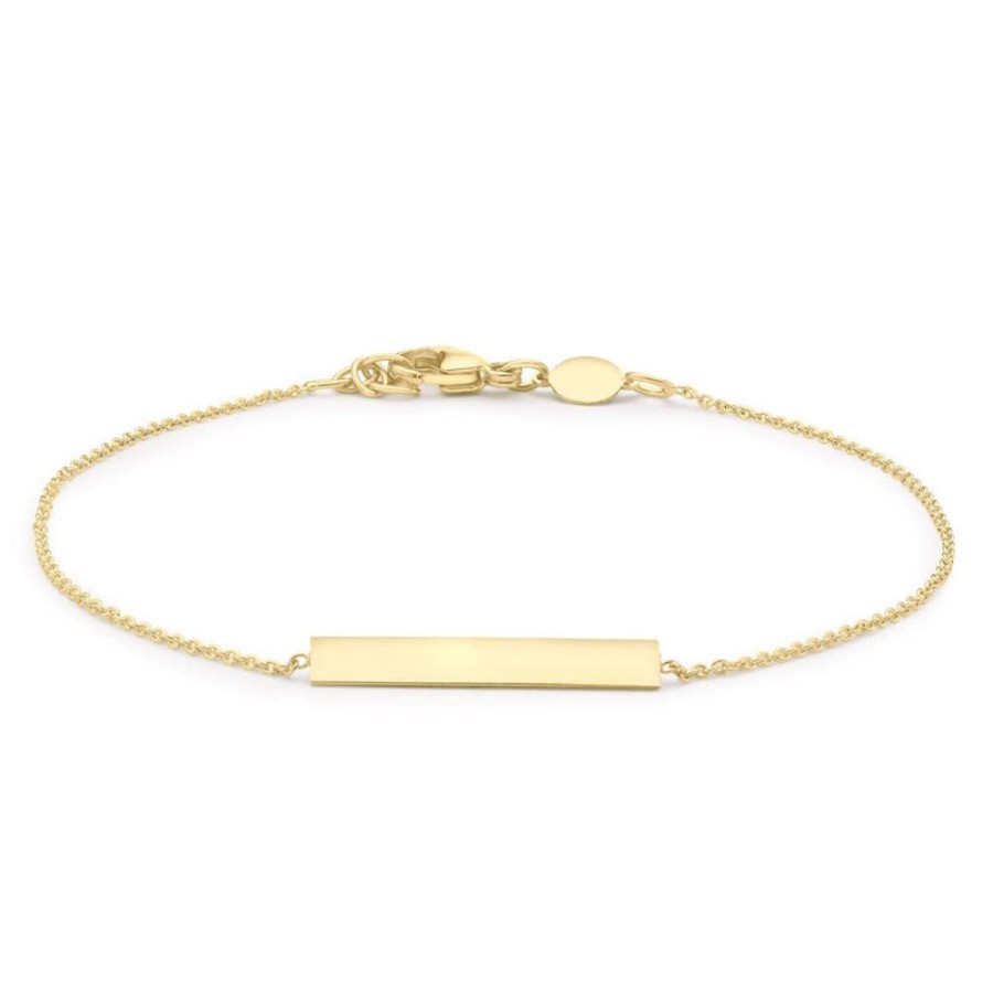 Jewellery Diamonds by WD | 9K Yellow Gold Solid Horizontal Bar Adjustable Bracelet 18Cm+1Cm