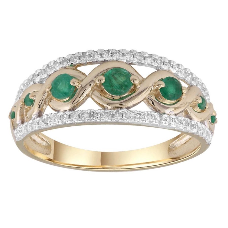 Jewellery Diamonds by WD | Emerald Ring With 0.2Ct Diamonds In 9K Yellow Gold