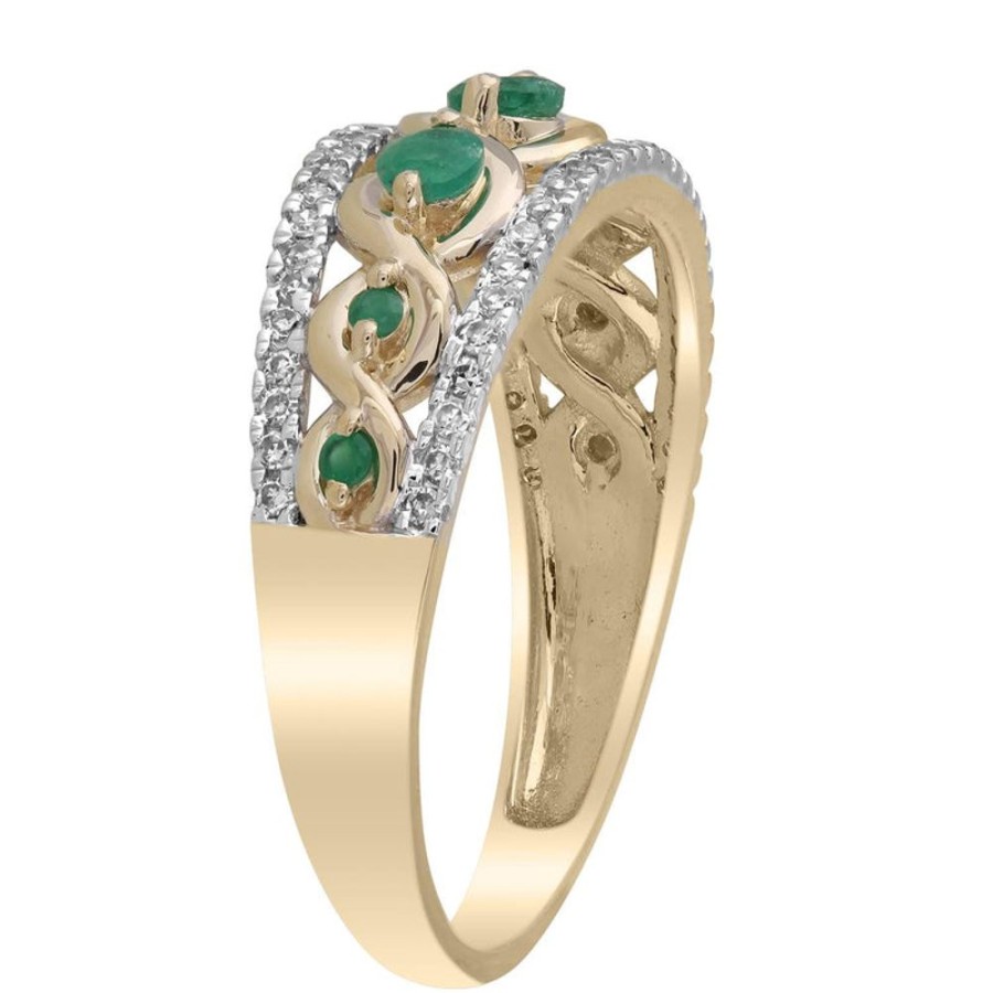 Jewellery Diamonds by WD | Emerald Ring With 0.2Ct Diamonds In 9K Yellow Gold