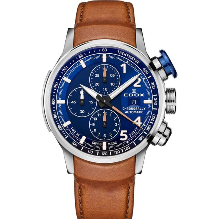 Watches Edox | Chronorally Automatic Blue Dial