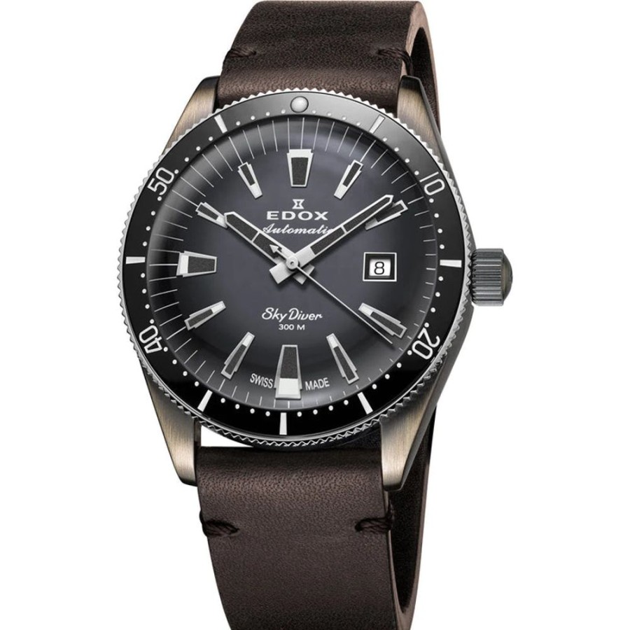 Watches Edox | Skydiver Automatic Grey Dial