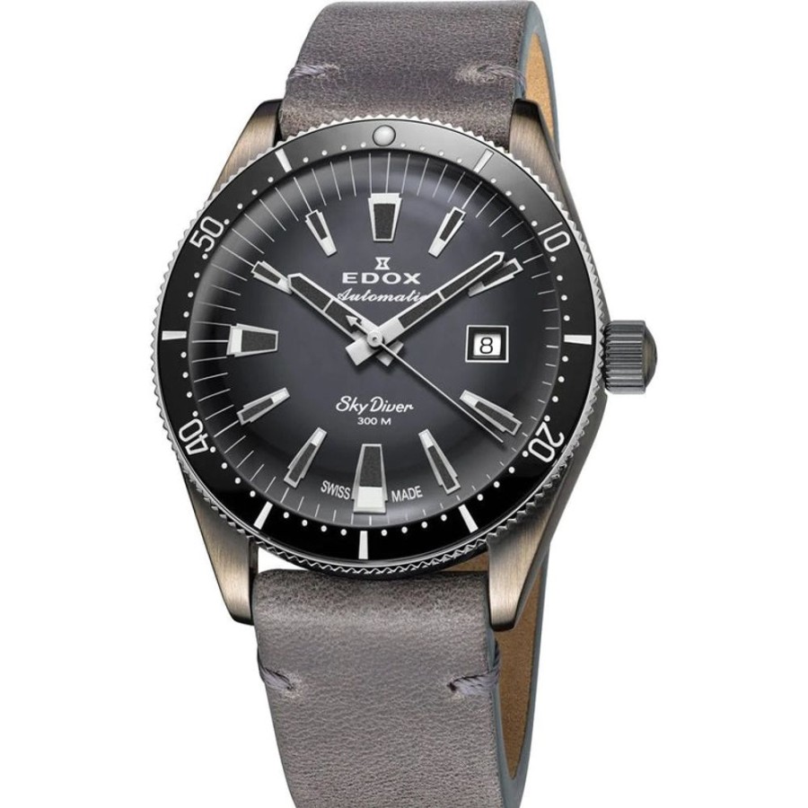 Watches Edox | Skydiver Automatic Grey Dial